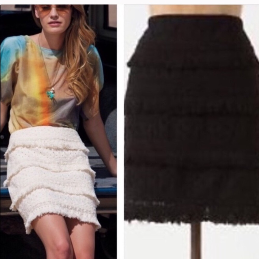 Anthropologie HD in Paris Tiered Fringe Skirt